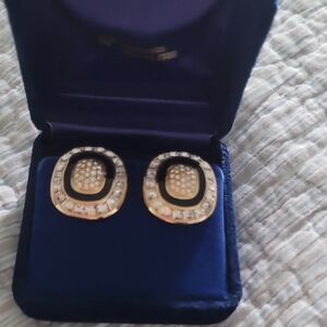 Christian Dior Vintage Diamante Enamel Earrings